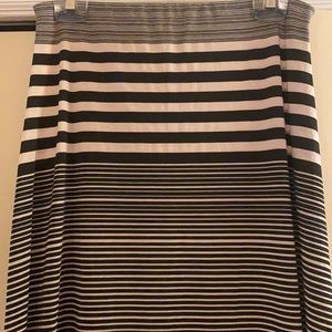 Striped beige & black maxi skirt.